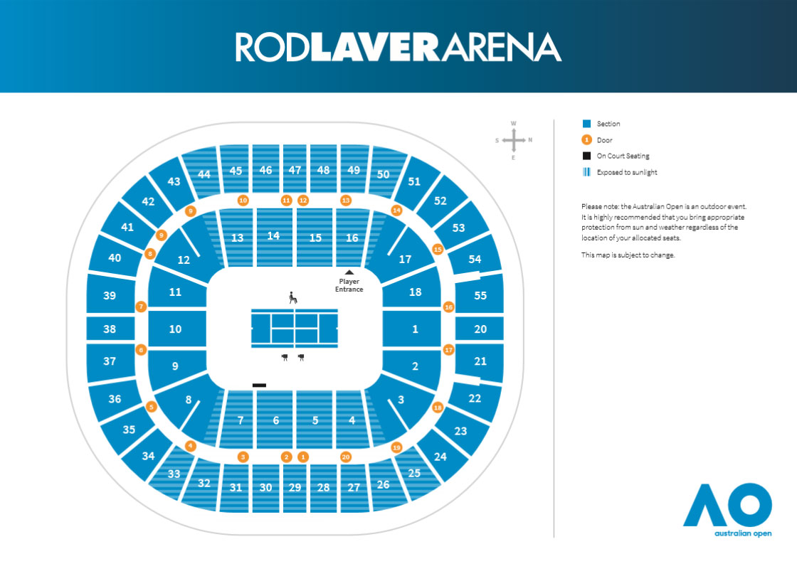 rod laver arena seat map Australian Open Seating Guide Championship Tennis Tours rod laver arena seat map